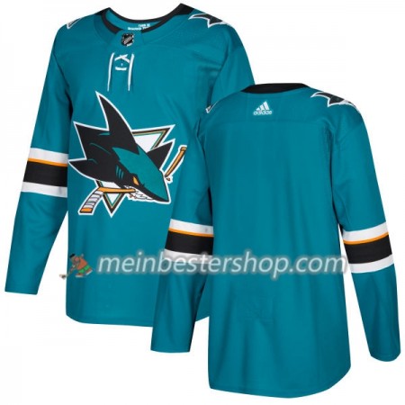 San Jose Sharks Blank Adidas 2017-2018 Teal Trikot Authentic - Herren